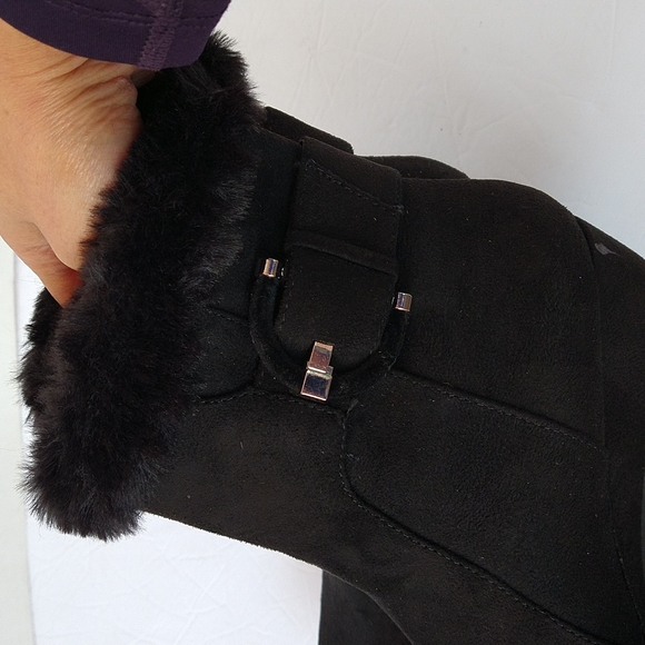 Impo Glema Black Faux Suede Fur Lining Ankle Booties Size 6M - Picture 8 of 16